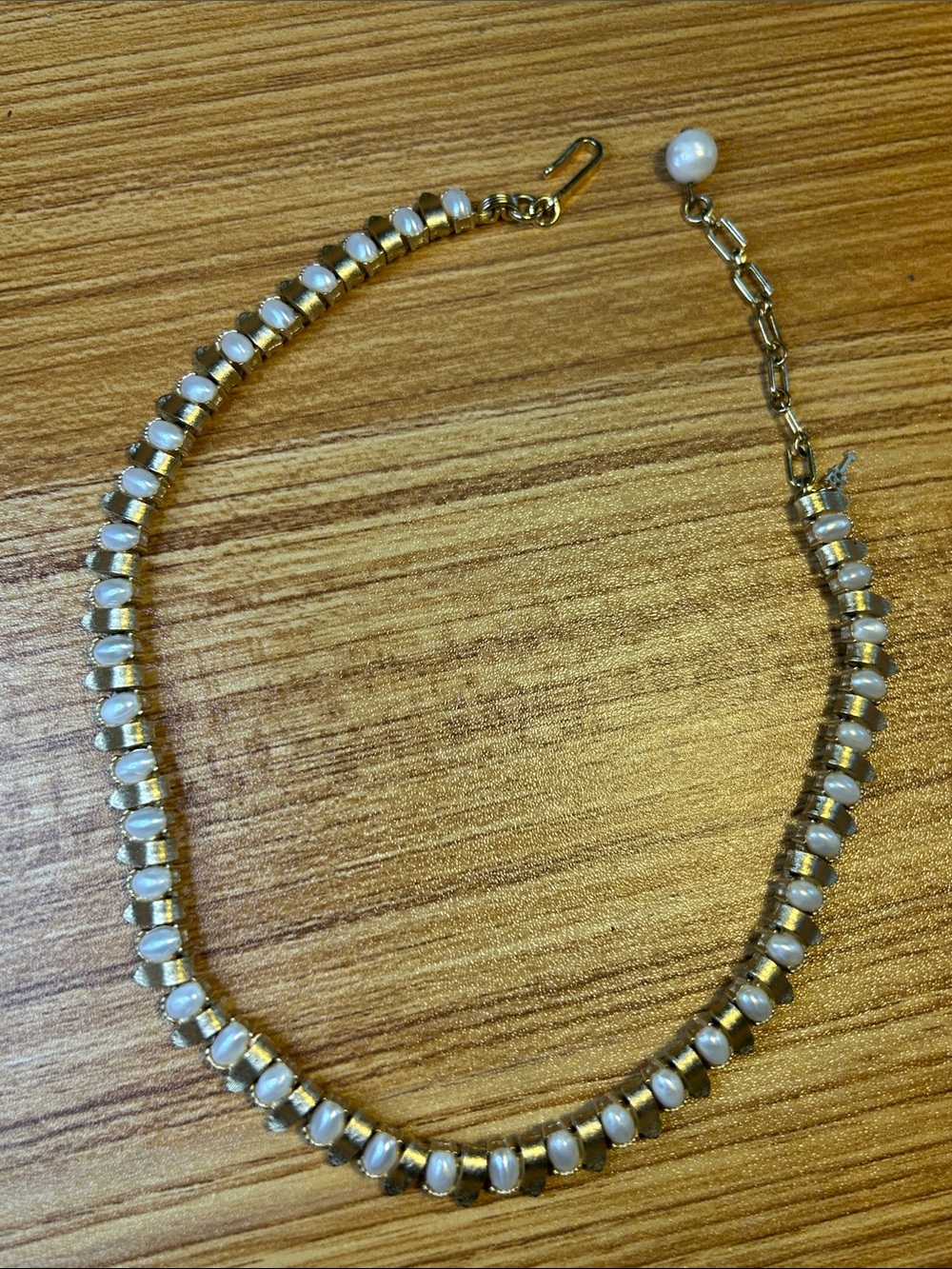 Vintage Trifari, pearl and gold choker necklace